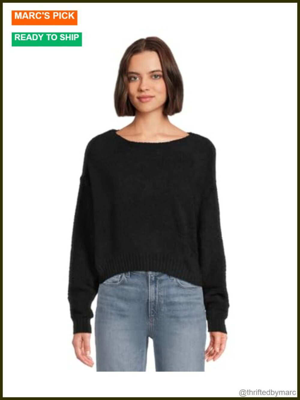 Slouchy Boat Neck Pullover Sweater Recycled Polyester Long Sleeve